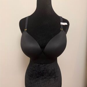 Victoria's Secret Black T-Shirt Bra with Gold Accents
